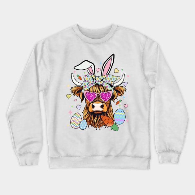 Highland Cow Easter Day Crewneck Sweatshirt by celestewilliey